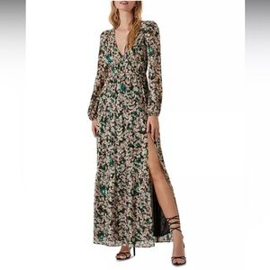 Astr the Label Francesca Floral Print Maxi Dress - Black/Pink/Green XS